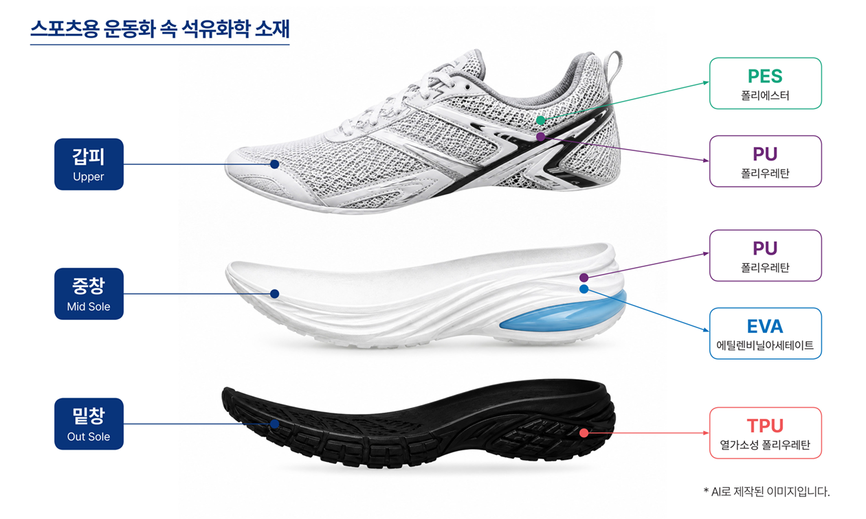스포츠용 운동화 속 석유화학 소재 스포츠용 운동화 속 석유화학 소재